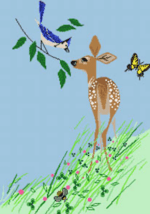 Charley Harper Needlepoint - Fawn and Friends